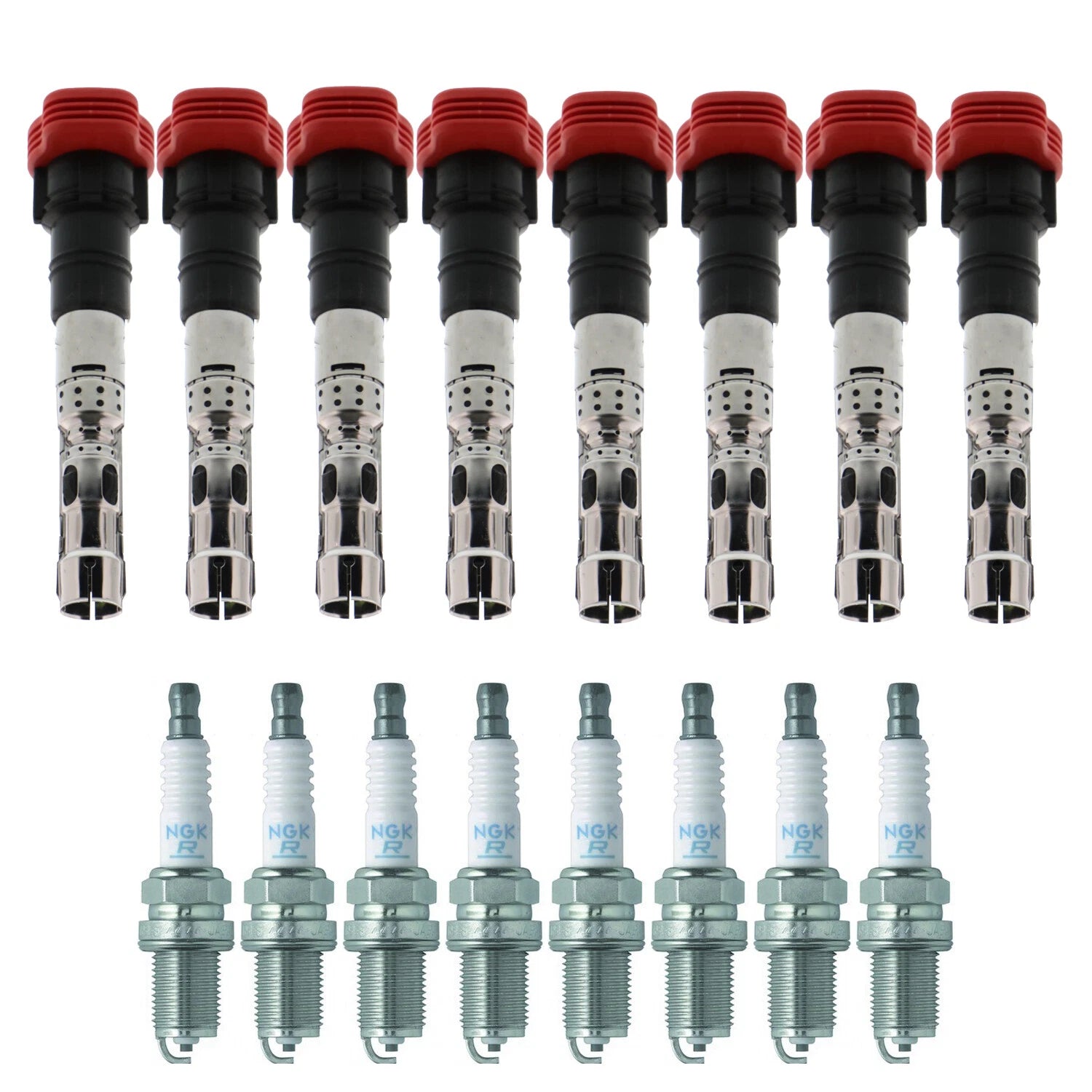 Set of 8 Ignition Coils & Spark Plugs for Audi A6 Quattro, Jaguar XJR, Lexus LX470