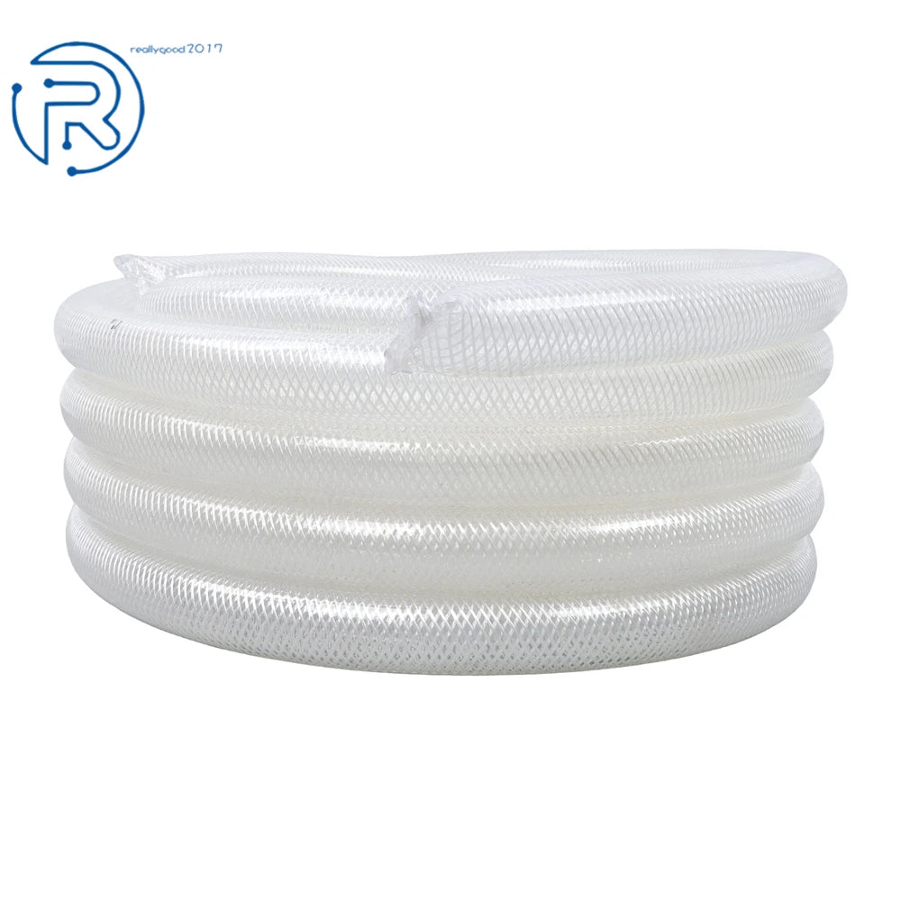 25ft Heavy Duty Braided Clear PVC Tubing 1" ID × 1-19/64" OD