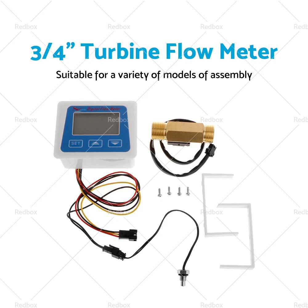 Digital LED Turbine Gauge for Kerosene Fuel Water Flow Meter 3/4