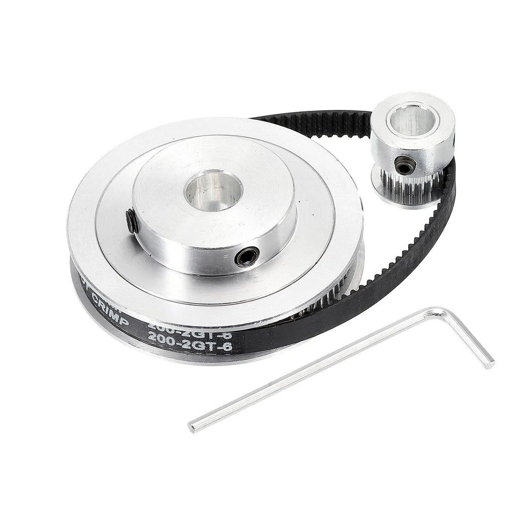 Set of 2 Synchronous Pulleys 20T 80T for 8mm 10mm Bore 200mm Belt