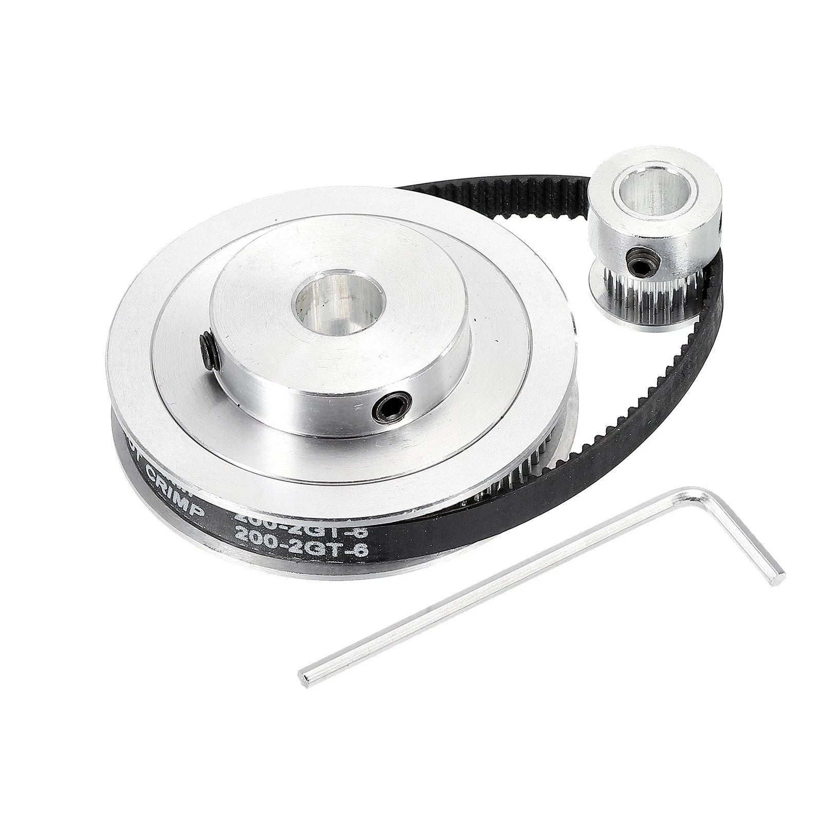 Set of 2 Synchronous Pulleys 20T 80T for 8mm 10mm Bore 200mm Belt
