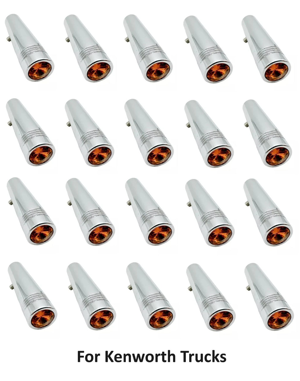 Amber Toggle Switch Extensions 2-1/4in Chrome Metal for Kenworth (Set) (1970–1980)