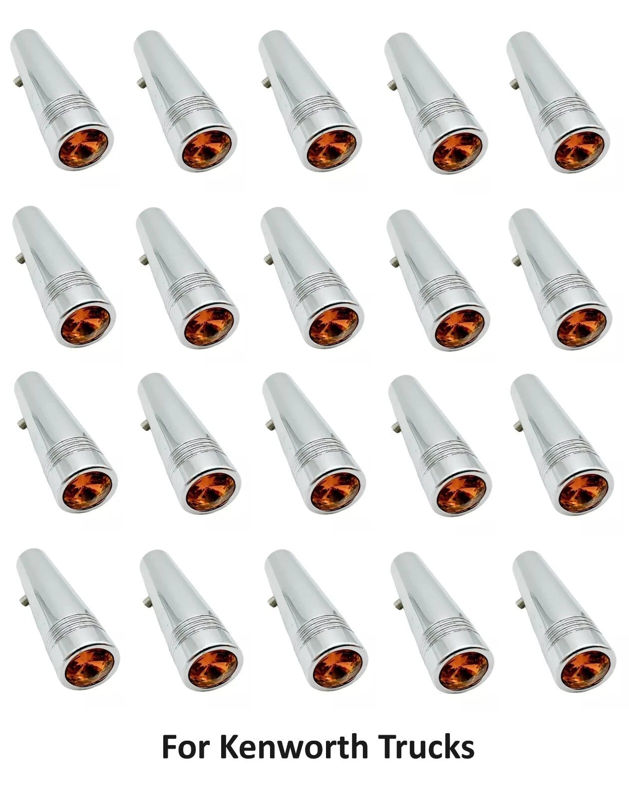 Amber Toggle Switch Extensions 2-1/4in Chrome Metal for Kenworth (Set) (1970–1980)