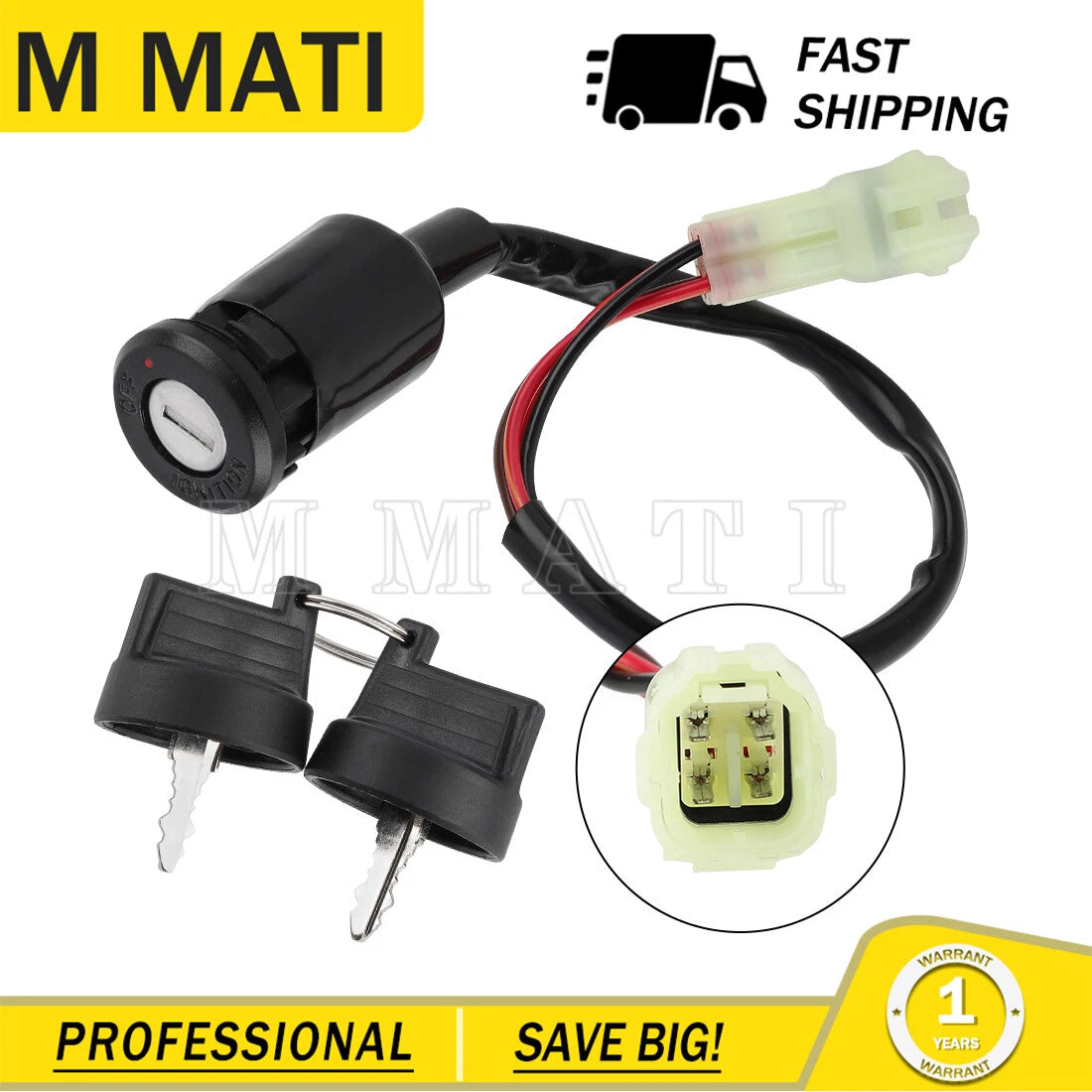 Ignition Switch 2 Keys for Yamaha YFM90 Raptor 90 (2009–2013) 43D-H2510-00-00
