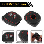 Black Red Line Car Key Case for Suzuki Alto (2010–2023) - 2 Buttons