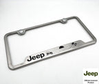 Brushed Stainless License Plate Frame with Jeep Script for Jeep Wrangler (2007–2023)