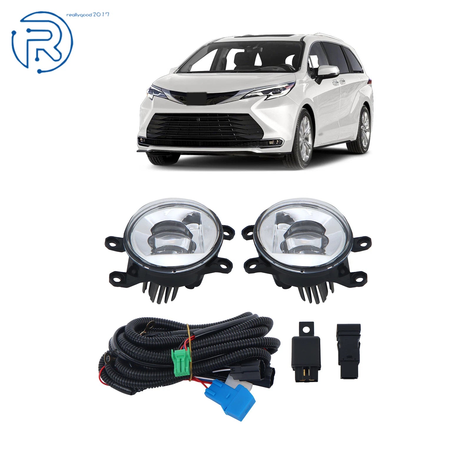 2X LED Fog Lights for Toyota Sienna (2021–2023) w/Harness Switch Kits