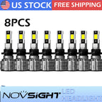 8X 9005 + H11 Combo LED Headlight Bulbs for High Low Beam (6500K)