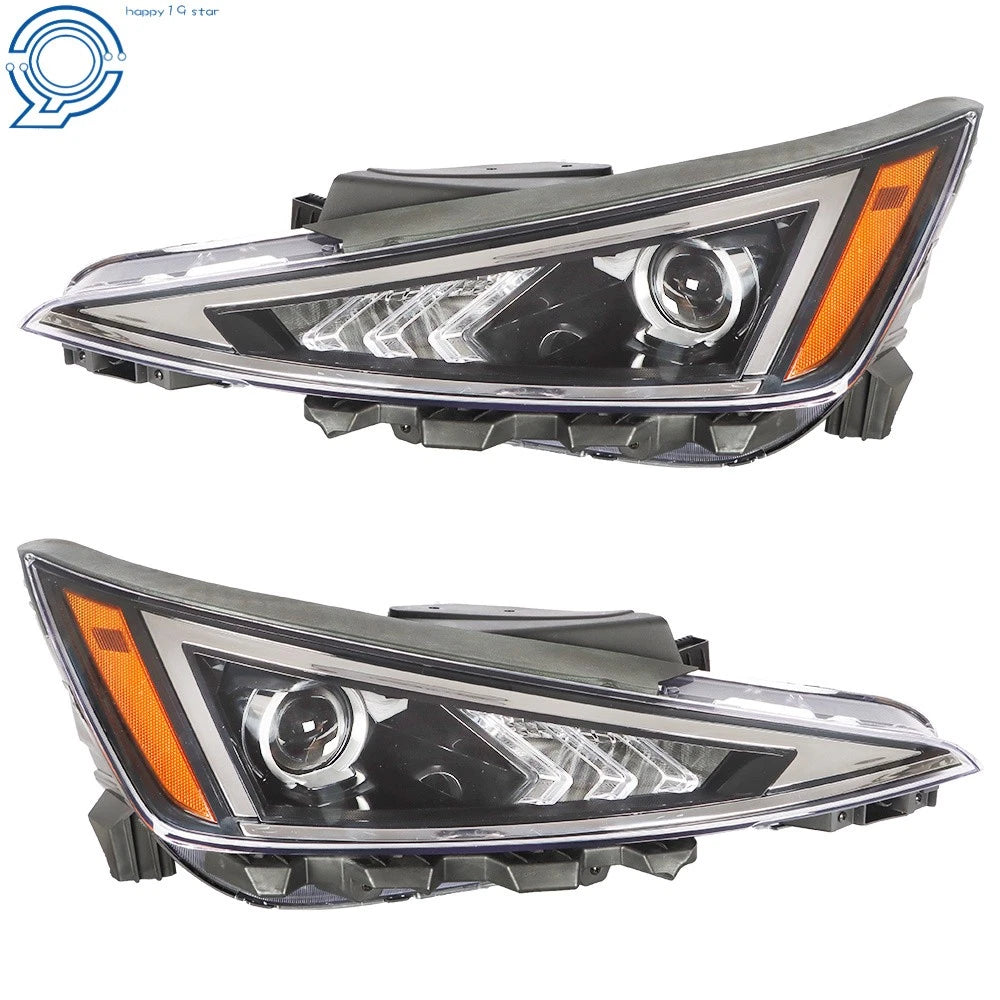 Set of 2 Headlights for Hyundai Elantra (2019–2020) Black Housing Halogen