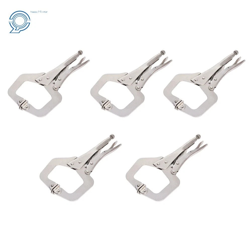 Locking C-Clamp 11" Adjustable Pliers Grip with Swivel Pad - Set of 5