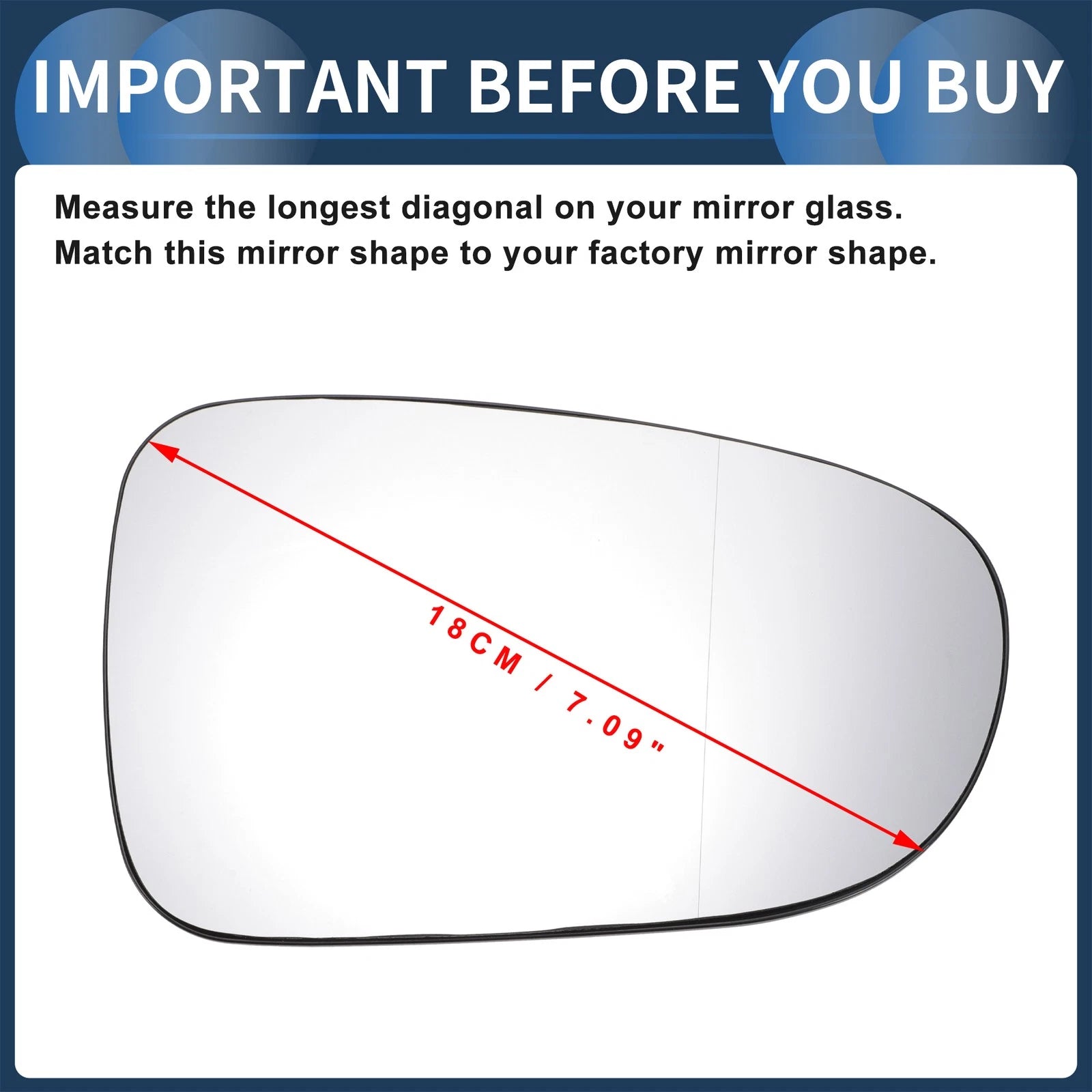 Right White Mirror Glass for Volkswagen Sharan (2010–2020) & Seat (2010–2020)