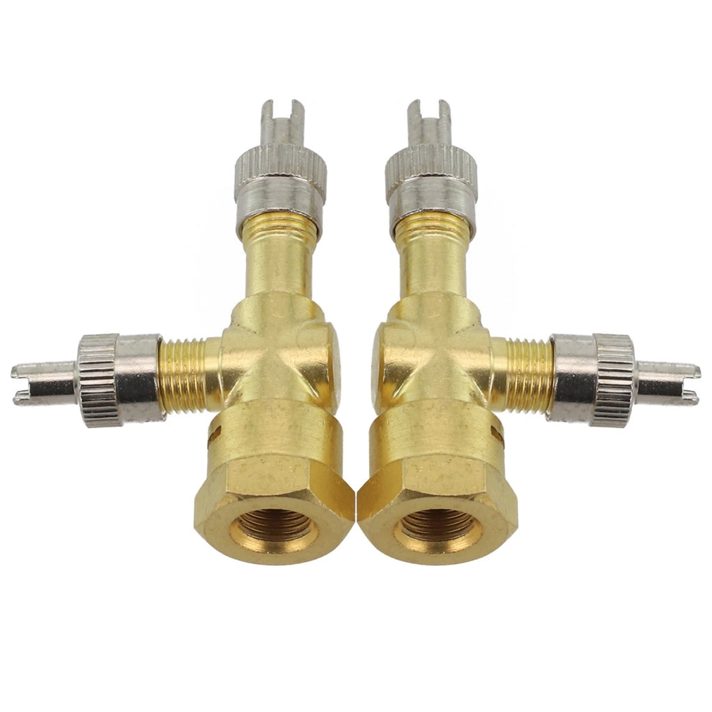 2X TPMS Valve Tee Adapter 3-Way for Motorcycles and Automobiles