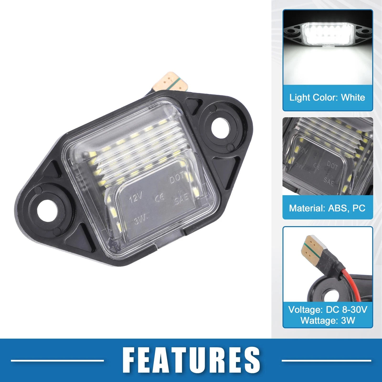 2X 6500K White LED License Plate Light F6UZ-13550-AA for Ford E-150 E-250 (2003–2014)