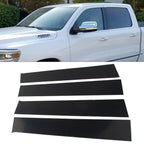 Set of 4 Car Window Pillar Door Trim for Dodge Ram 1500 (2009–2018) Bright Black