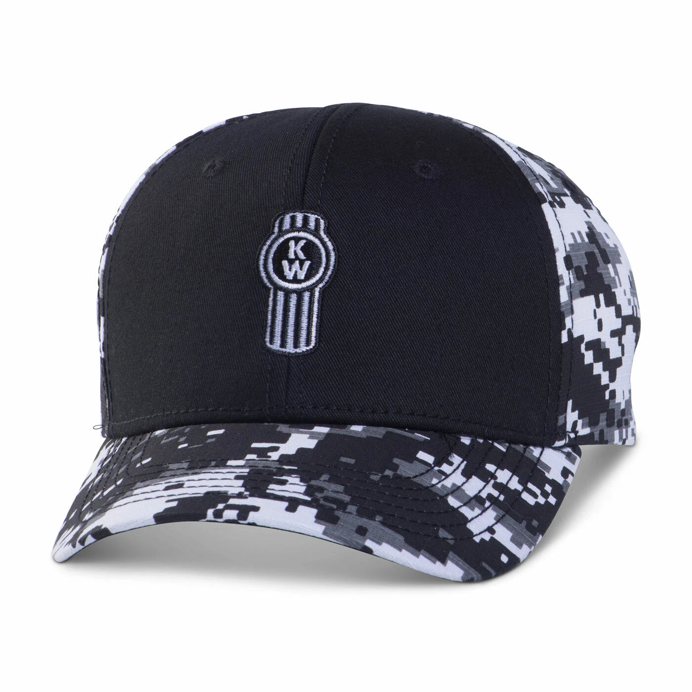 KW Kenworth Kids Black and White Digi Camo Hat with Bug Logo