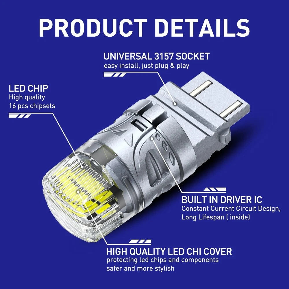 Set of 4 LED Reverse Backup Light Bulbs for Autoone 3157 3156