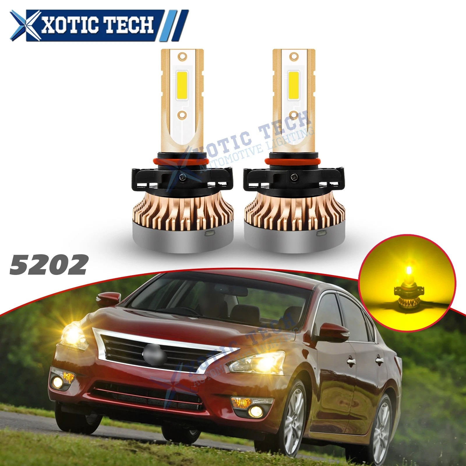 2PCS Golden Yellow LED Daytime Running Light Bulbs for Nissan (2014–2019)