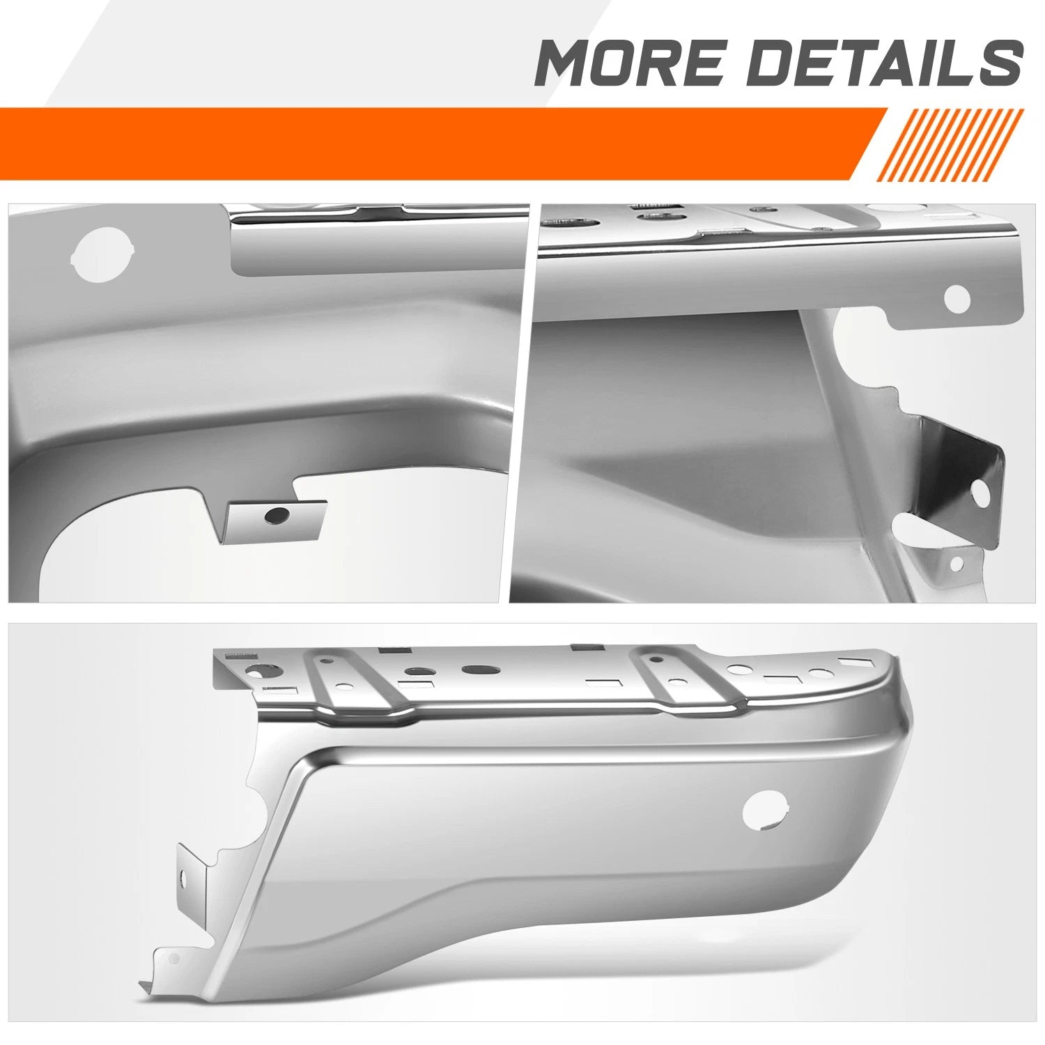Rear Right Bumper End Cap for Ford Ranger (2019–2023) - Chrome, Parking Sensor Holes