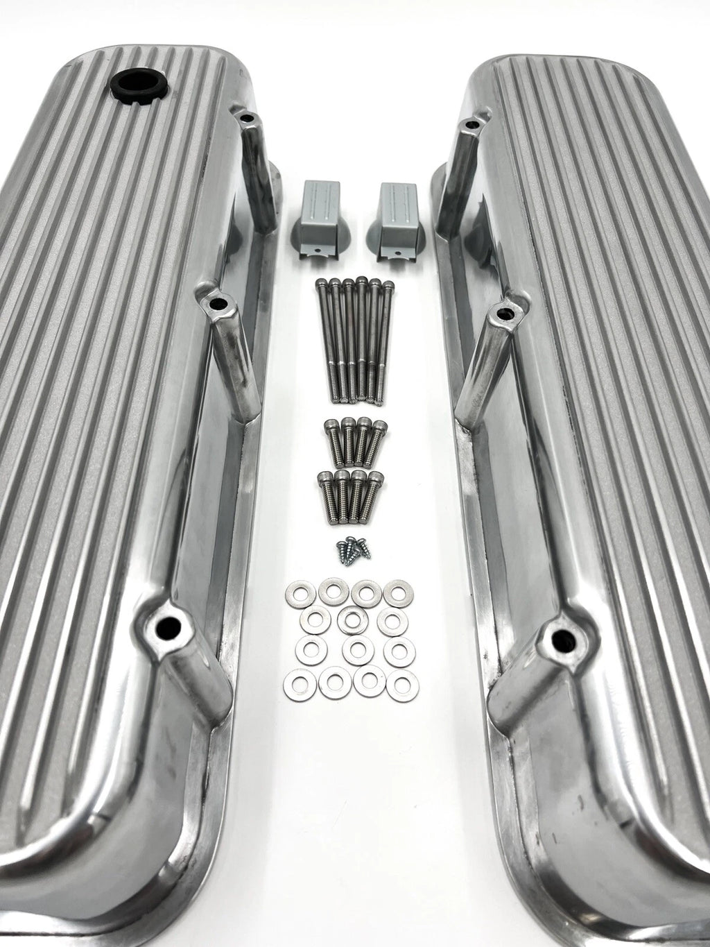 Polished Aluminum Valve Covers Tall Finned Replacement for BBC 396 402 427 (1963–1970)