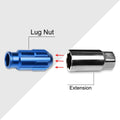 20Pc M12X1.25 Blue JDM Open End Bulge Spline Wheel Lug Nuts + Lock Key