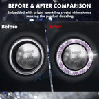 2PCS Sparkly Purple Diamond Engine Start Button Sticker for Girls Women (-)