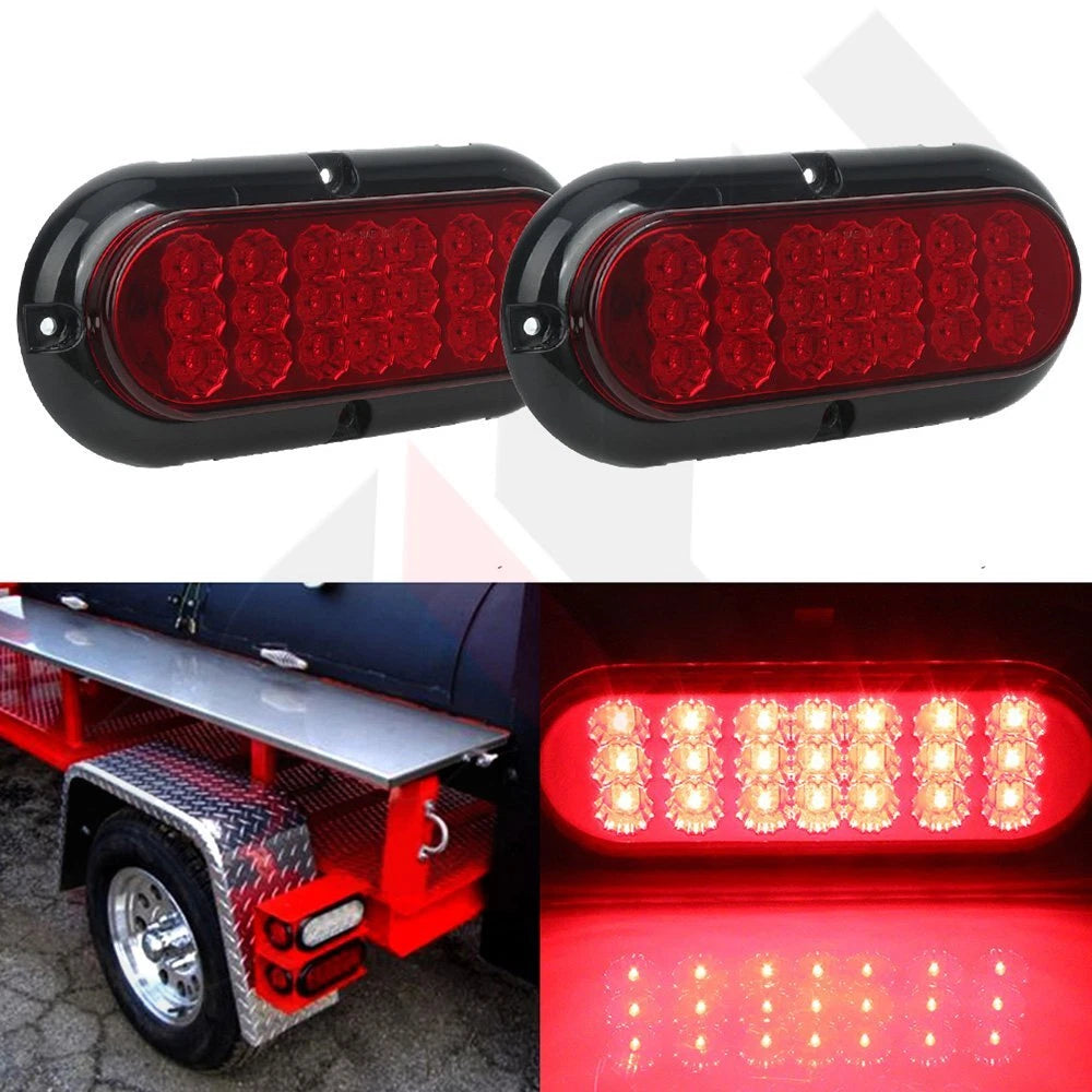 2X 6" Red LED Truck Tail Brake Light for Pickup (21 LED)