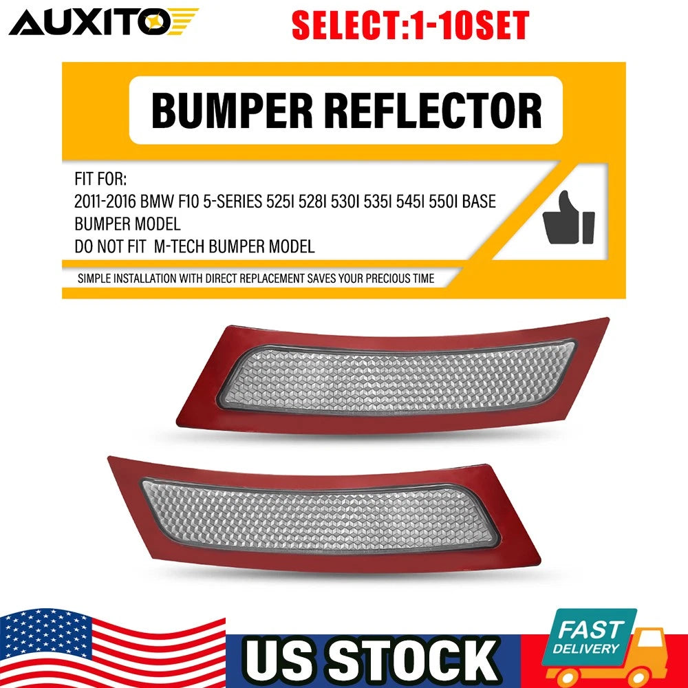 Clear Front Bumper Reflectors for BMW F10 525i 528i 530i 535i 550i (2011–2016)