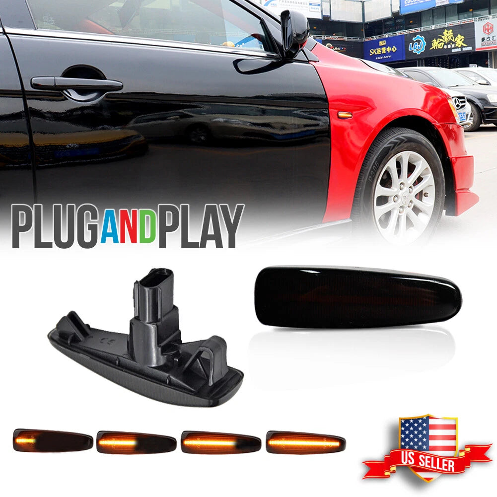 Sequential Amber LED Front Side Marker Lights for Mitsubishi Lancer Evo X (2008–2015)