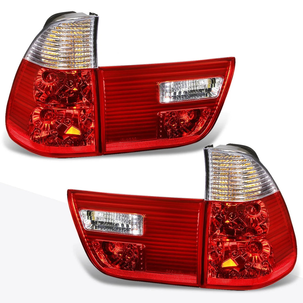 Pair Clear/Red Lens Tail Lights for BMW X5 E53 (2000–2006)