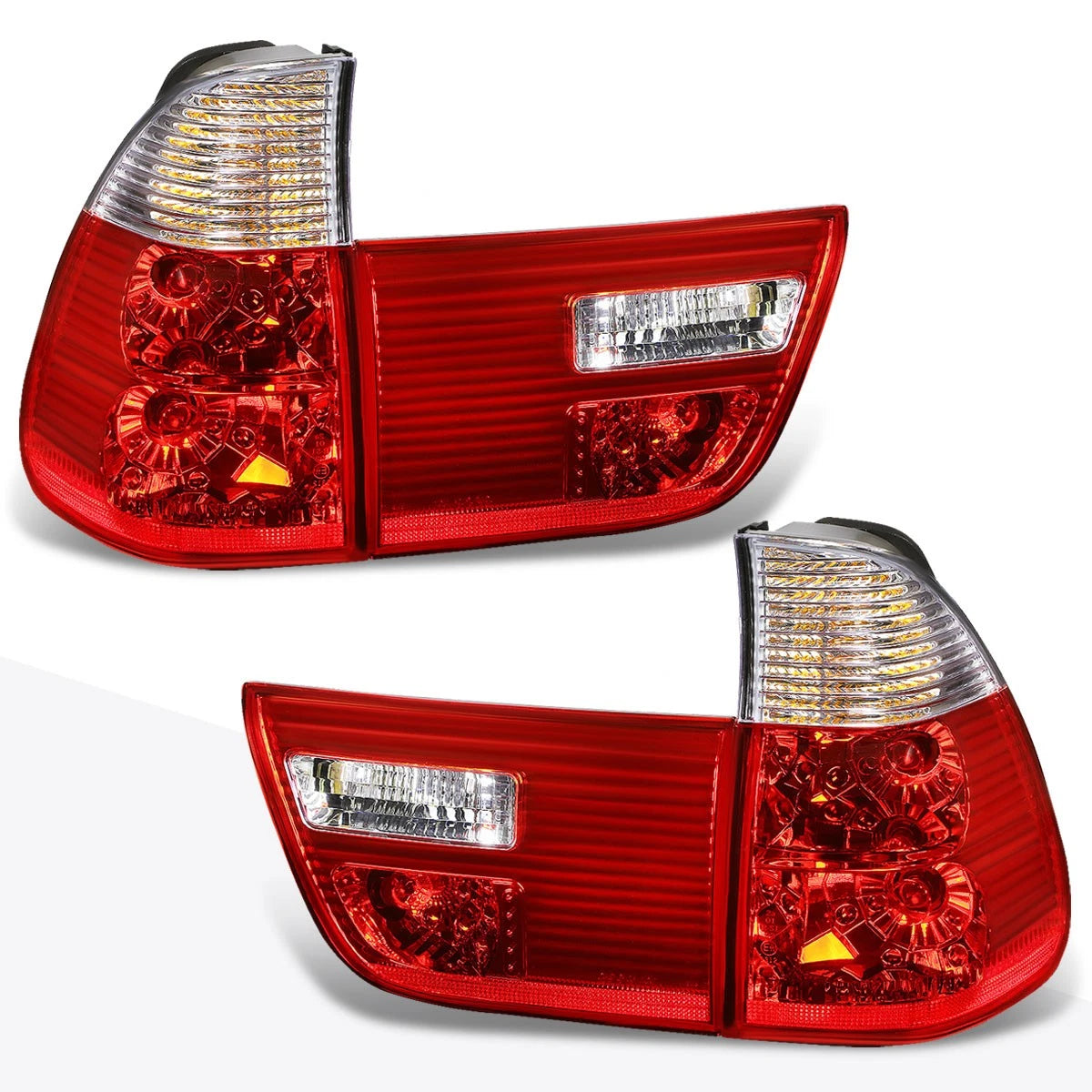 Pair Clear/Red Lens Tail Lights for BMW X5 E53 (2000–2006)