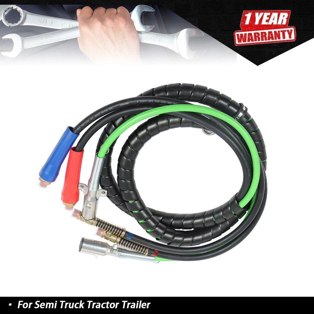 3X Air Line Hose Assemblies for Semi Truck Tractor Trailer (12FT)
