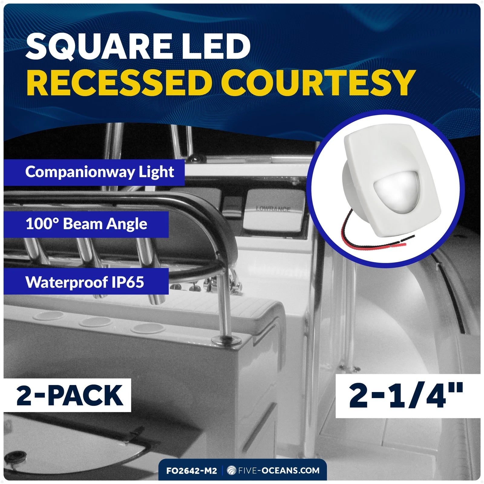 2-Pack 2-1/4-Inch Square Companion Light for - Cool White LED, Black Housing