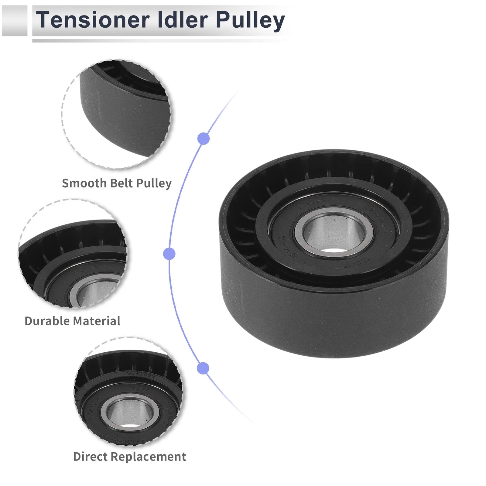 Drive Belt Idler Pulley for Audi A4 (2004–2016) No. 059903341H Black