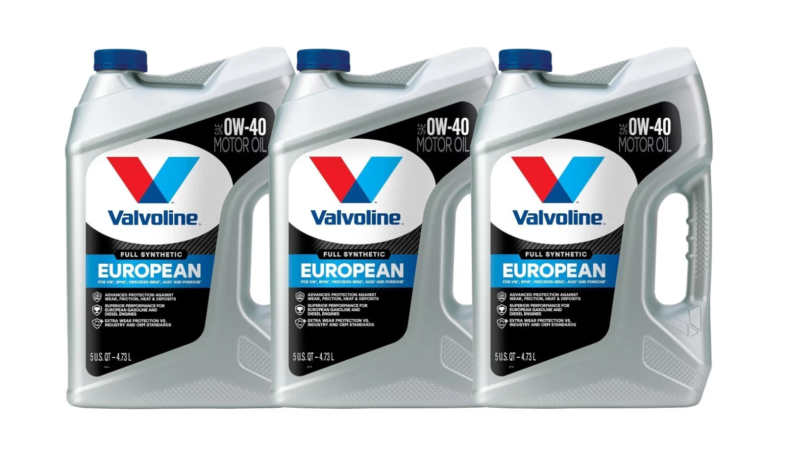 3X 5 Quart Valvoline Full Synthetic SAE 0W-40 Motor Oil for European Vehicles