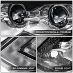 Driver Left Projector Headlight for Nissan Rogue (2017–2018) Black/Amber