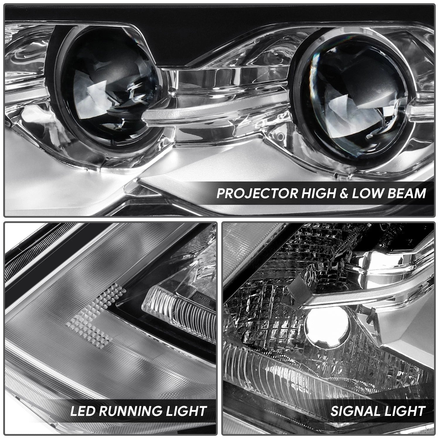 Driver Left Projector Headlight for Nissan Rogue (2017–2018) Black/Amber