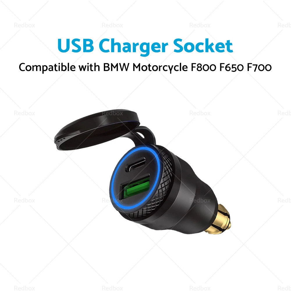 Dual USB Charger Hella DIN Type C Plug Socket for BMW Ducati Motorcycle (2010–2023)