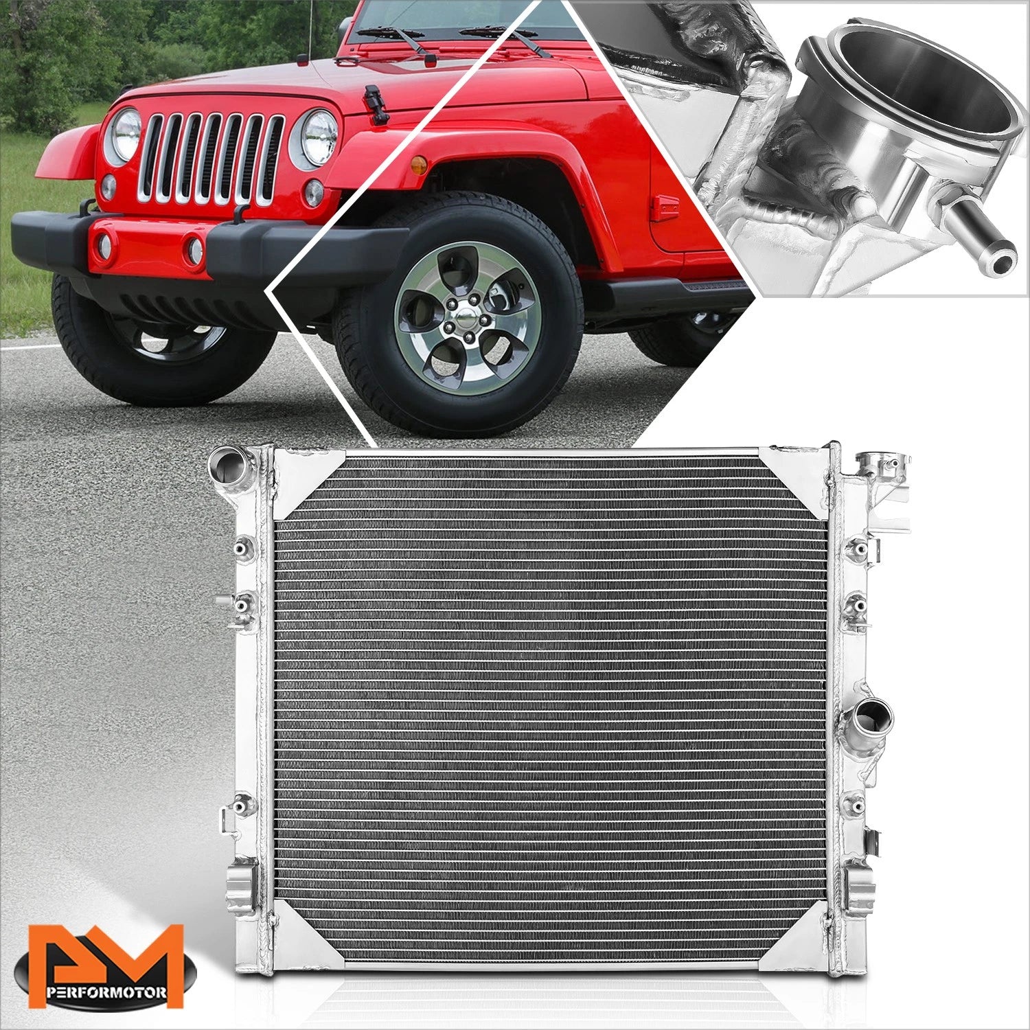 3-Row Aluminum Radiator for Jeep Wrangler JK 2007–2018 3.6L 3.8L