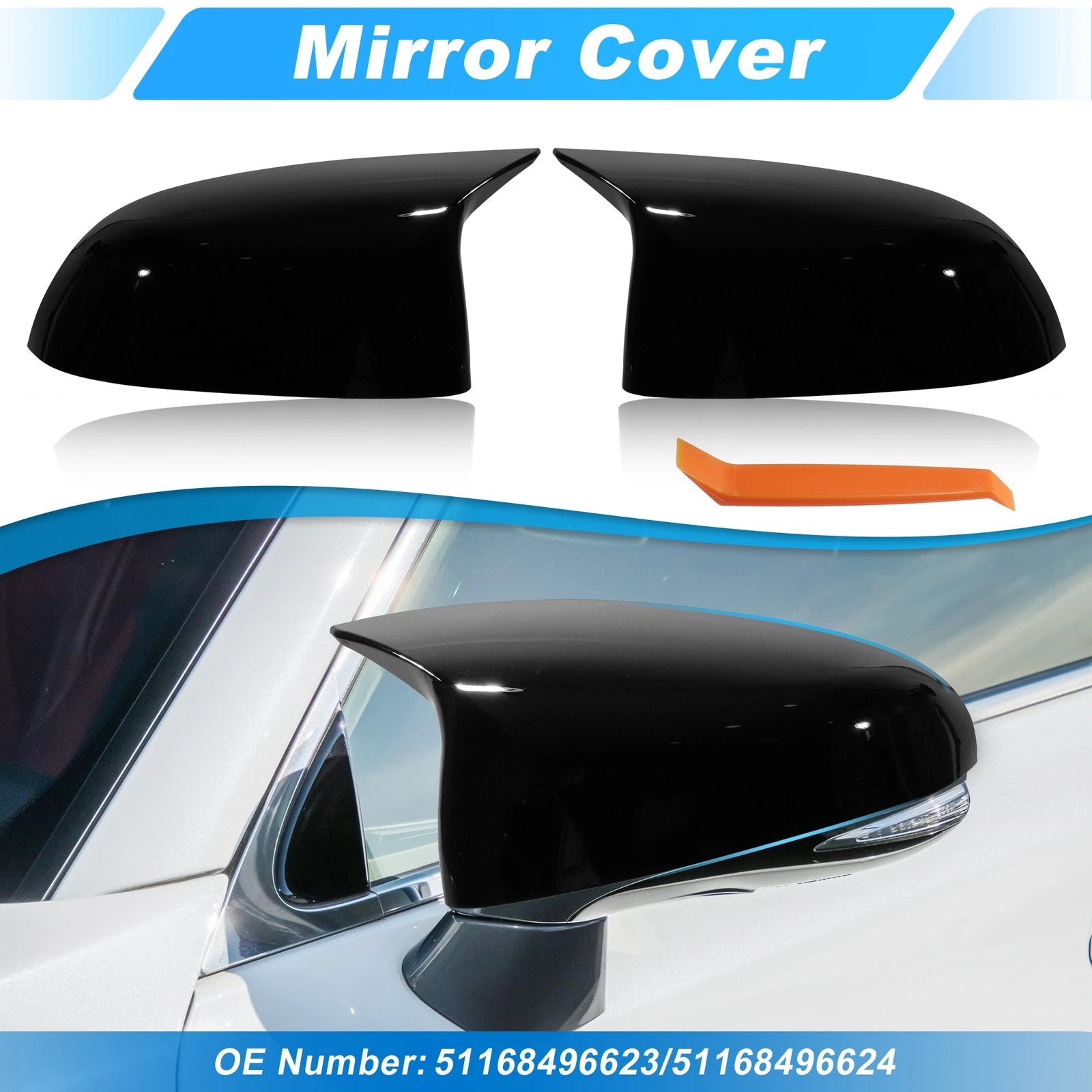 1 Pair Gloss Black Side Mirror Cover Cap for BMW X3 G01 X4 G02 X5 (2017–2024)