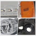 LED DRL Strip Headlight for Ford F150 (2004–2008) Chrome Housing Amber Corner