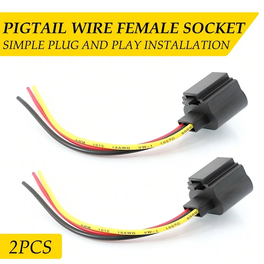 2X Headlight Bulb Socket Pigtail Harness for P9008 H13