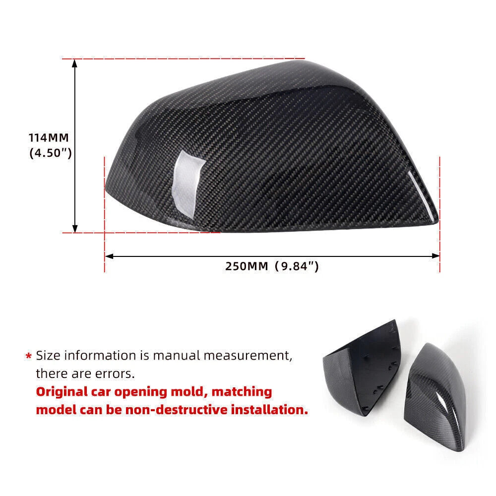 2X Side Mirror Covers for Tesla Model 3 (2017–2024) Real Carbon Fiber