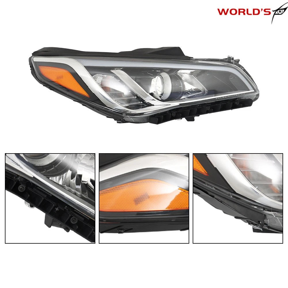 Halogen Headlight Assembly for Hyundai Sonata (2015–2017) Passenger Side