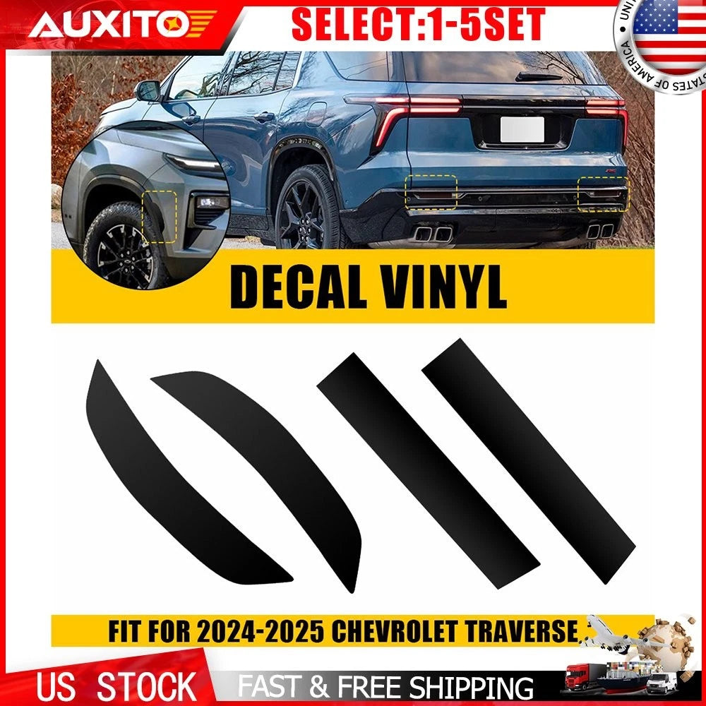 Set of 4 Smoked Reflector Precut Vinyl Overlays for Chevy Traverse (2024–2025)