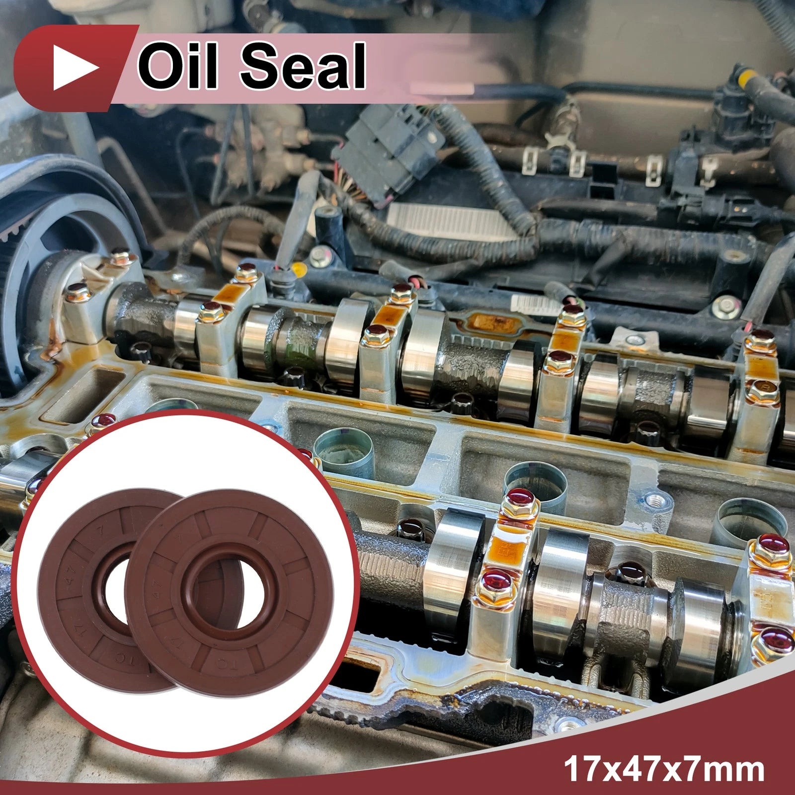 2X Oil Seal Rotary Shaft Seal   17x47x7mm FKM Rubber