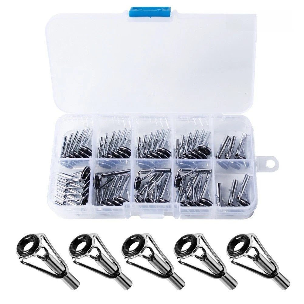 54Pcs Rod Tip Repair Kit with Stainless Steel Guides for Fishing Rods