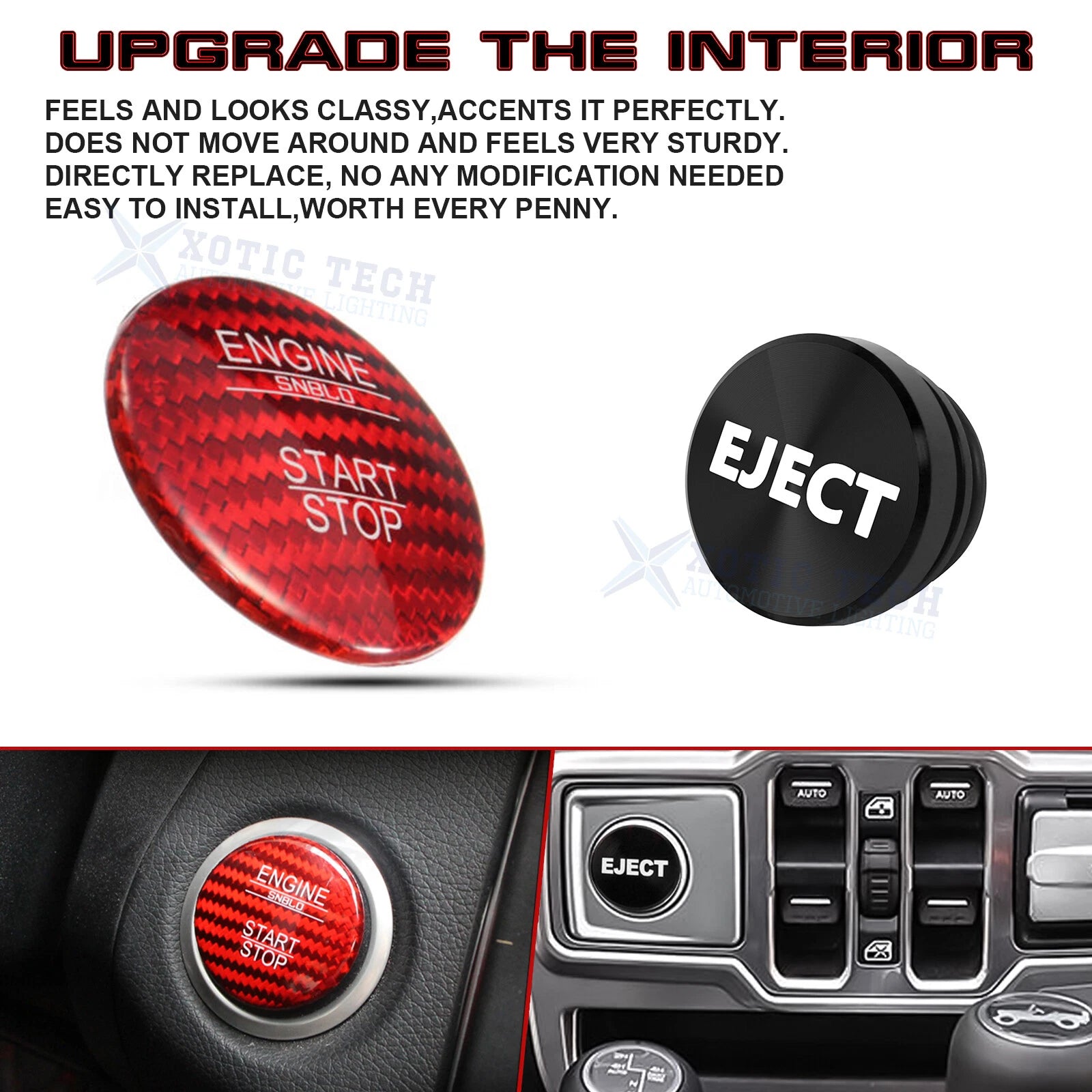 Red Carbon Engine & Black Cigarette Lighter Trim for Mercedes (2014-2020)
