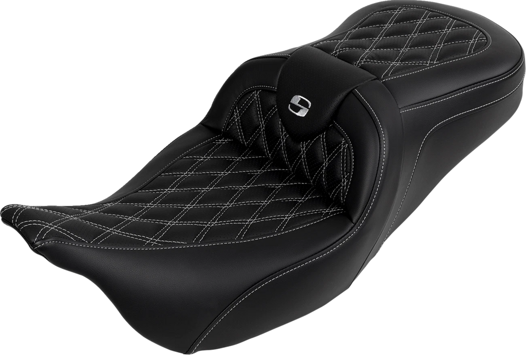SADDLEMEN Roadsofa Seat with Backrest for FL (2008–2023) - Silver Stitch