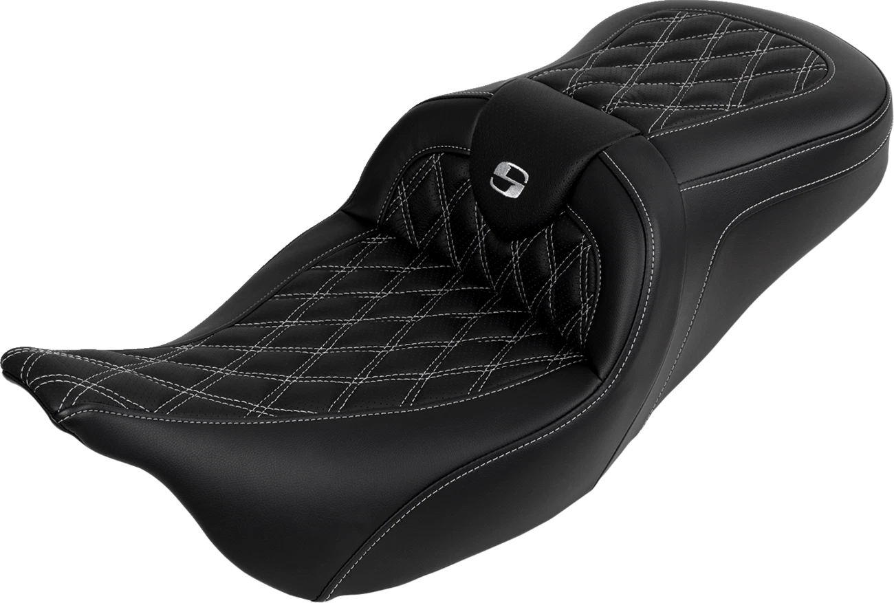 SADDLEMEN Roadsofa Seat with Backrest for FL (2008–2023) - Silver Stitch