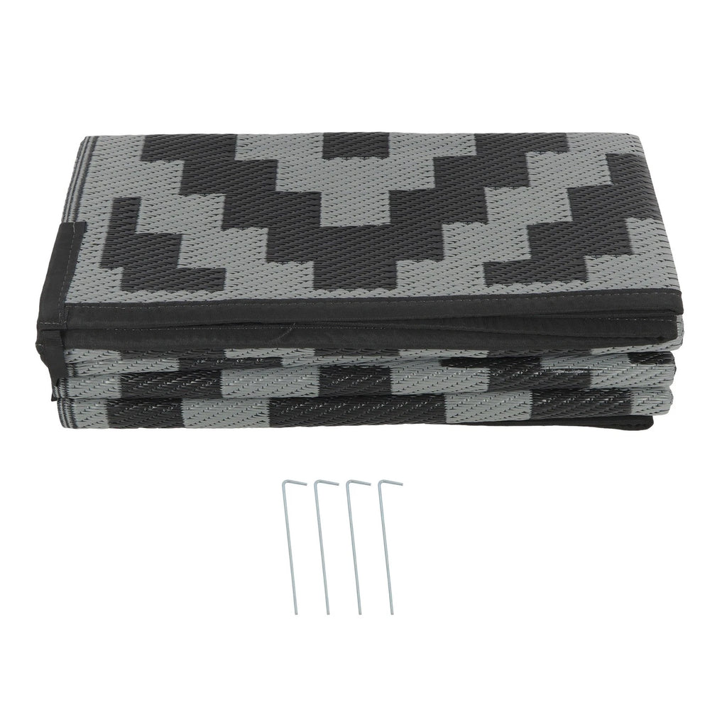 Outdoor Plastic Straw Rug for Patio or Deck (8x10 ft) - Waterproof Black